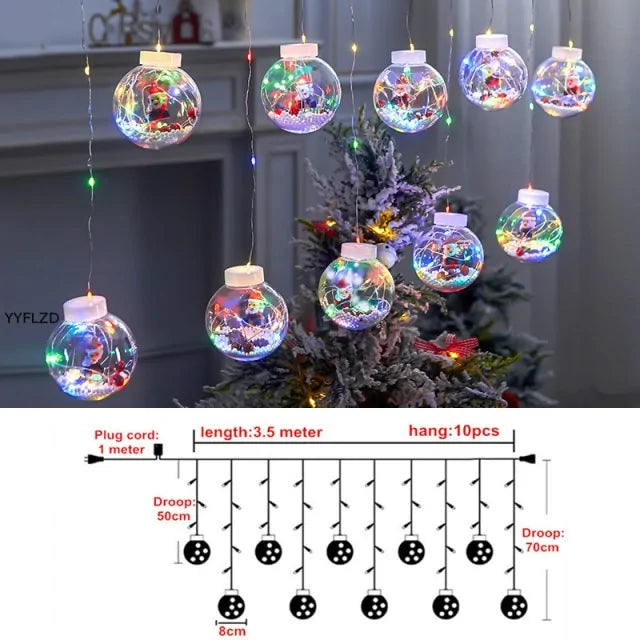 Curtain String Light Ball Santa Claus