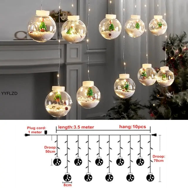 Curtain String Light Ball Santa Claus