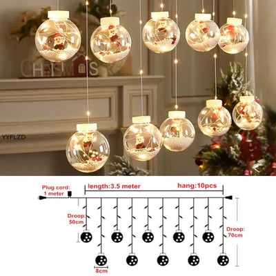 Curtain String Light Ball Santa Claus